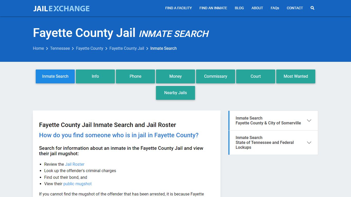 Inmate Search: Roster & Mugshots - Fayette County Jail, TN